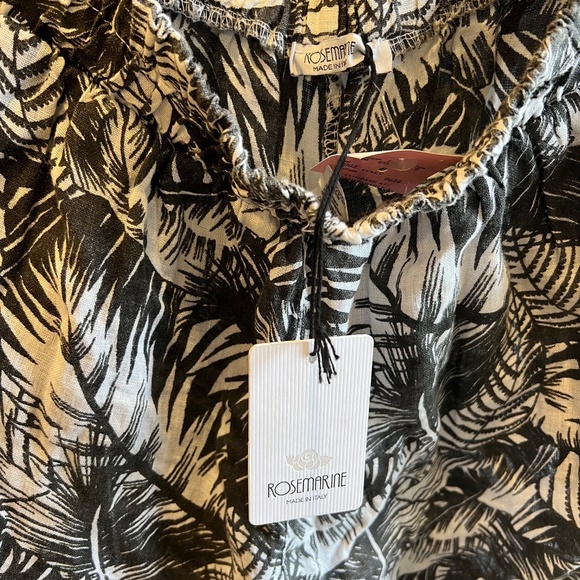 NWT Pure Linen Palm Tree Shorts in Black & White Women Size M - Bundle Discount - Picture 2 of 5